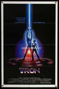 h591 TRON one-sheet movie poster '82 Walt Disney sci-fi, Jeff Bridges