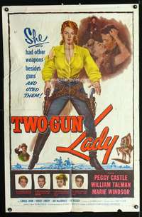 h600 TWO-GUN LADY one-sheet movie poster '55 she had other weapons too!