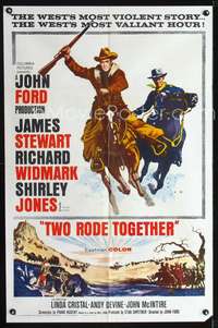h599 TWO RODE TOGETHER one-sheet movie poster '60 James Stewart, John Ford