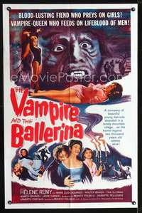 h609 VAMPIRE & THE BALLERINA one-sheet movie poster '62 Italian horror!