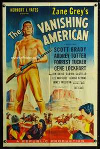 h610 VANISHING AMERICAN one-sheet movie poster '55 Zane Grey, Navajo!
