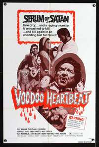 h615 VOODOO HEARTBEAT one-sheet movie poster '72 wacky serum of Satan!