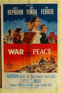 h620 WAR & PEACE one-sheet movie poster '56 Audrey Hepburn, Henry Fonda