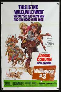 h623 WATERHOLE #3 one-sheet movie poster '67 James Coburn, Jack Davis art!
