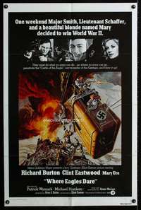 h626 WHERE EAGLES DARE one-sheet movie poster R73 Eastwood, Burton