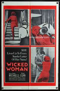 h629 WICKED WOMAN one-sheet movie poster '53 bad girl Beverly Michaels!