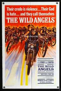 h630 WILD ANGELS one-sheet movie poster '66 biker Peter Fonda, Roger Corman