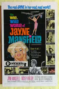 h632 WILD, WILD WORLD OF JAYNE MANSFIELD one-sheet movie poster '68 Hargitay