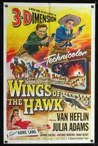 h633 WINGS OF THE HAWK one-sheet movie poster '53 Boetticher, cool 3D image!