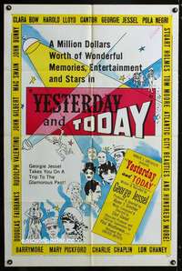 h637 YESTERDAY & TODAY one-sheet movie poster '53 classic old-time stars!