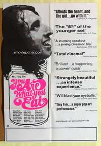 h638 YOU ARE WHAT YOU EAT one-sheet movie poster '68 Mr Tiny Tim, hippies!