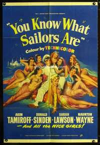 h639 YOU KNOW WHAT SAILORS ARE English one-sheet movie poster '54 sexy!