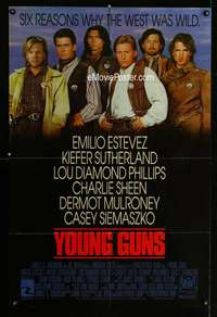 h642 YOUNG GUNS one-sheet movie poster '88 Emilio Estevez, Charlie Sheen