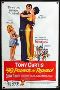 k009 40 POUNDS OF TROUBLE one-sheet movie poster '63 Tony Curtis, Pleshette