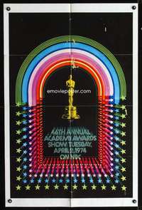 k010 46TH ANNUAL ACADEMY AWARDS one-sheet movie poster '74 Oscar statuette!