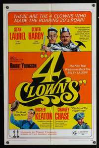 k005 4 CLOWNS one-sheet movie poster '70 Laurel & Hardy, Buster Keaton