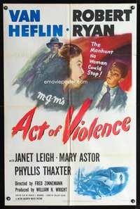 k021 ACT OF VIOLENCE one-sheet movie poster '49 Fred Zinnemann, Janet Leigh