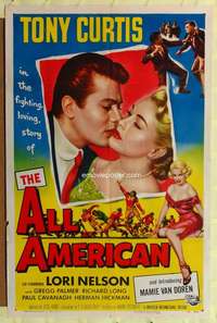 k026 ALL AMERICAN one-sheet movie poster '53 Tony Curtis, Mamie Van Doren