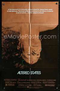 k032 ALTERED STATES foil one-sheet movie poster '80 William Hurt, Chayefsky