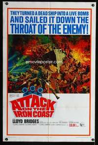 k046 ATTACK ON THE IRON COAST one-sheet movie poster '68 Lloyd Bridges