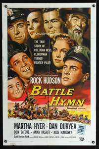 k057 BATTLE HYMN one-sheet movie poster '57 Rock Hudson, Martha Hyer