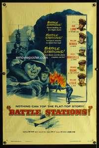 k060 BATTLE STATIONS one-sheet movie poster '56 story of Navy flat tops!