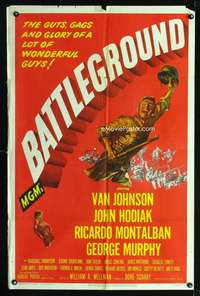 k062 BATTLEGROUND one-sheet movie poster '49 Van Johnson, World War II!