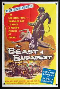 k065 BEAST OF BUDAPEST one-sheet movie poster '58 legions of bloody glory!