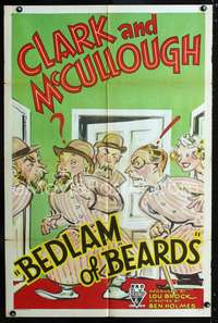 k073 BEDLAM OF BEARDS one-sheet movie poster '34 Bobby Clark & McCullough!