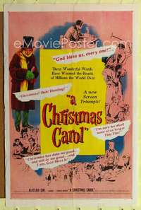 k140 CHRISTMAS CAROL one-sheet movie poster '51 Dickens, Alastair Sim