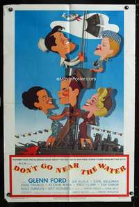 k198 DON'T GO NEAR THE WATER one-sheet movie poster '57 cool Kapralik art!