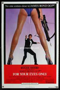 k255 FOR YOUR EYES ONLY one-sheet movie poster '81 Moore as James Bond!
