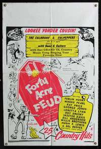 k266 FORTY ACRE FEUD one-sheet movie poster '66 hillbillies, Ferlin Husky!
