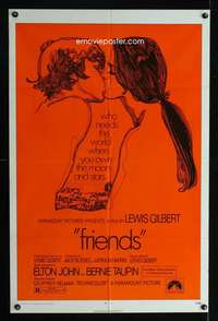 k278 FRIENDS one-sheet movie poster '71 Lewis Gilbert, Anicee Alvina