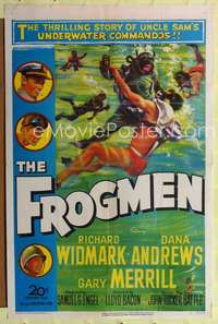 k280 FROGMEN one-sheet movie poster '51 Uncle Sam's underwater commandos!