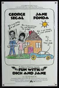 k286 FUN WITH DICK & JANE one-sheet movie poster '77 Segal, Jane Fonda