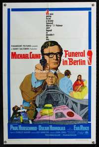 k287 FUNERAL IN BERLIN one-sheet movie poster '67 Michael Caine in Germany!