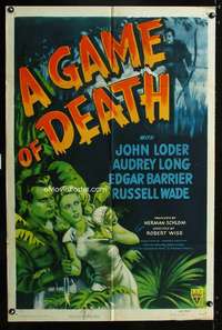 k291 GAME OF DEATH one-sheet movie poster '45 Wise, Most Dangerous Game!