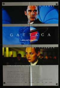 k292 GATTACA DS one-sheet movie poster '97 Ethan Hawke, Uma Thurman, sci-fi