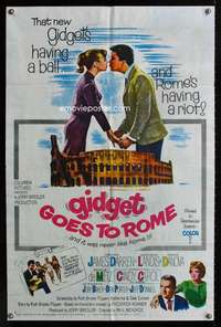 k296 GIDGET GOES TO ROME one-sheet movie poster '63 Darren, Cindy Carol