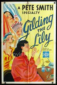k297 GILDING THE LILY one-sheet movie poster '30s Pete Smith, stone litho!
