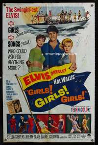 k302 GIRLS GIRLS GIRLS one-sheet movie poster '62 swingin' Elvis Presley!