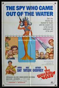 k308 GLASS BOTTOM BOAT one-sheet movie poster '66 sexy mermaid Doris Day!