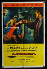 k442 LISBON one-sheet movie poster '56 Ray Milland, Maureen O'Hara