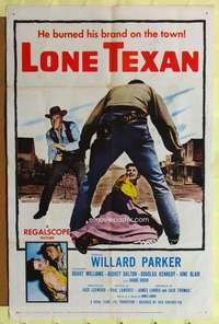 k452 LONE TEXAN one-sheet movie poster '59 Texas cowboy Willard Parker!