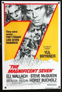 k470 MAGNIFICENT SEVEN int'l one-sheet movie poster R80 Yul Brynner, McQueen
