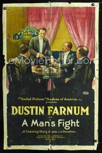 k482 MAN'S FIGHT one-sheet movie poster '19 caught cheating at poker!