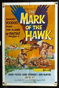 k484 MARK OF THE HAWK one-sheet movie poster '58 Sidney Poitier in Africa!