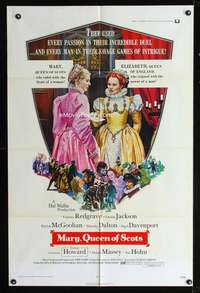 k489 MARY QUEEN OF SCOTS one-sheet movie poster '72 art of Vanessa Redgrave & Glenda Jackson