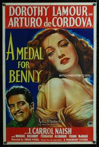k496 MEDAL FOR BENNY one-sheet movie poster '45 Dorothy Lamour, Steinbeck